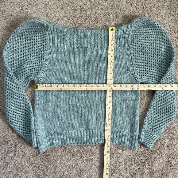 LoveShackFancy Rosie Pullover BabyAlpaca Merino Open Knit Crochet PERU Womens L - Picture 7 of 7